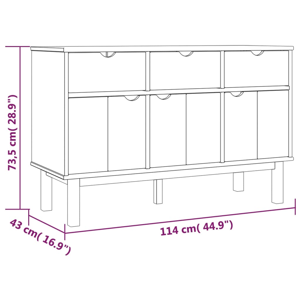 Dressoir OTTA 114x43x73,5 cm massief grenenhout bruin en wit is nu te koop bij PeponiXL, paradijselijk wonen!