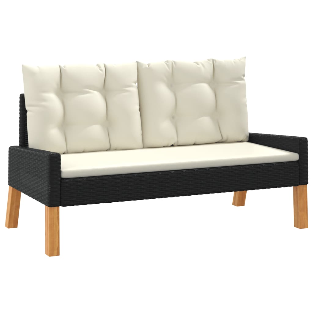4-delige Loungeset met kussens poly rattan en massief hout is nu te koop bij PeponiXL, paradijselijk wonen!