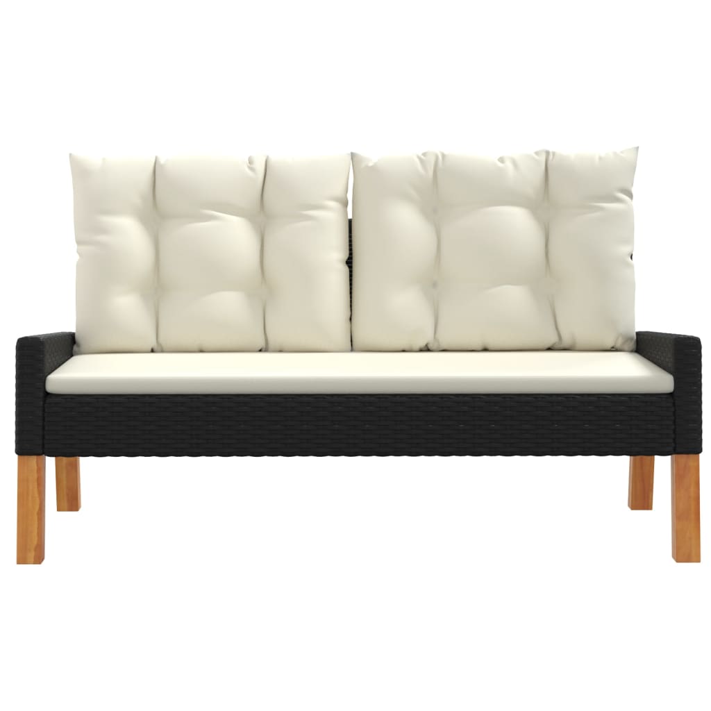 4-delige Loungeset met kussens poly rattan en massief hout is nu te koop bij PeponiXL, paradijselijk wonen!