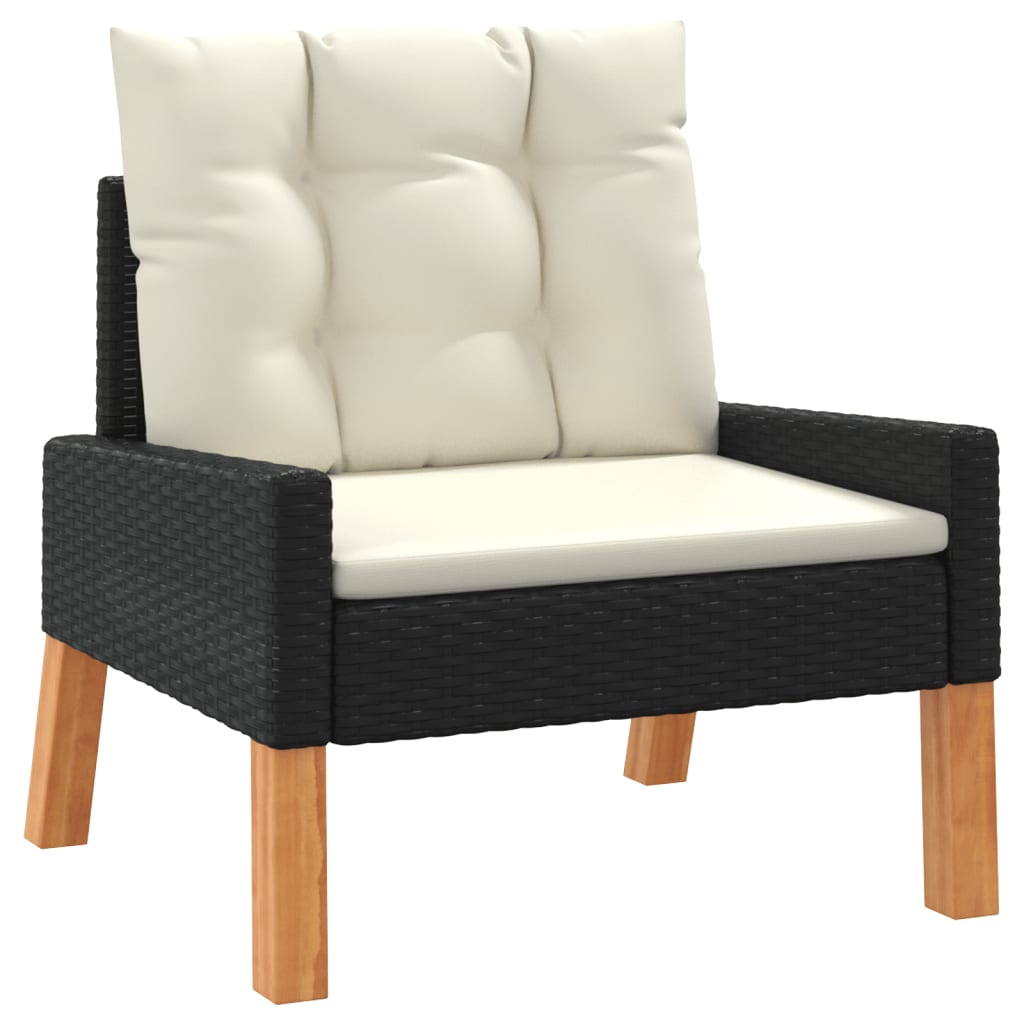 4-delige Loungeset met kussens poly rattan en massief hout is nu te koop bij PeponiXL, paradijselijk wonen!