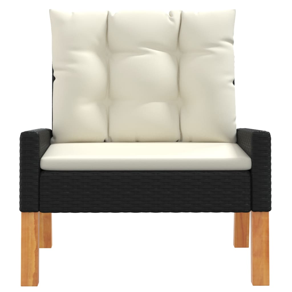 4-delige Loungeset met kussens poly rattan en massief hout is nu te koop bij PeponiXL, paradijselijk wonen!