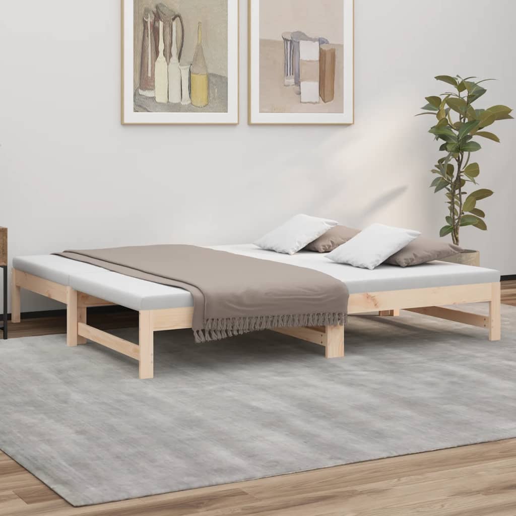 Slaapbank uitschuifbaar massief grenenhout 2x(90x190) cm is nu te koop bij PeponiXL, paradijselijk wonen!