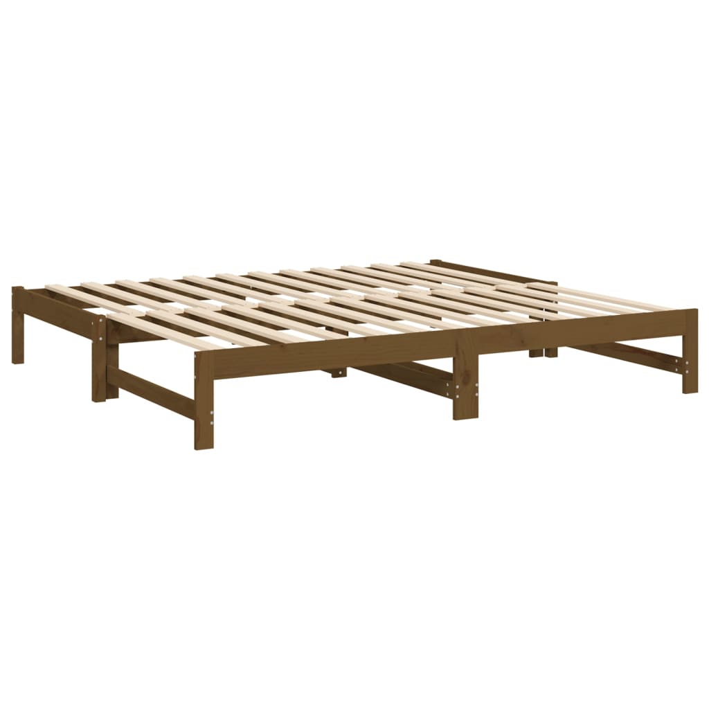 Slaapbank uitschuifbaar grenenhout honingbruin 2x(90x190) cm