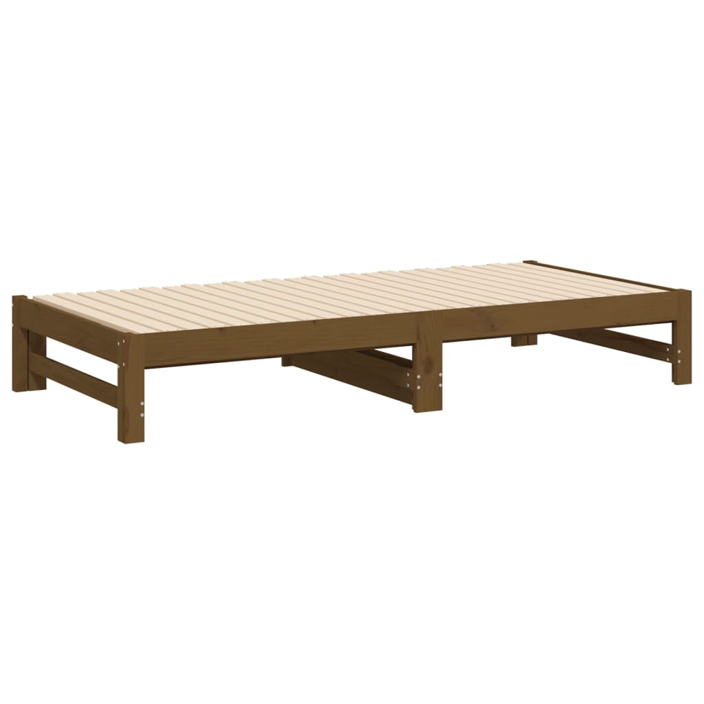 Slaapbank uitschuifbaar grenenhout honingbruin 2x(90x190) cm