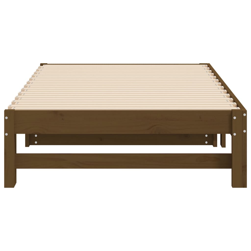 Slaapbank uitschuifbaar grenenhout honingbruin 2x(90x190) cm