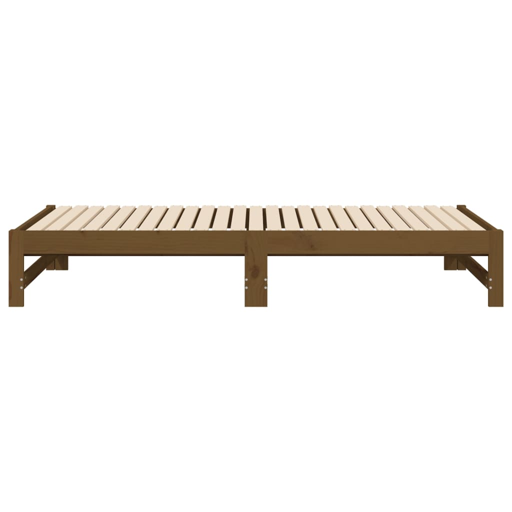 Slaapbank uitschuifbaar grenenhout honingbruin 2x(90x190) cm