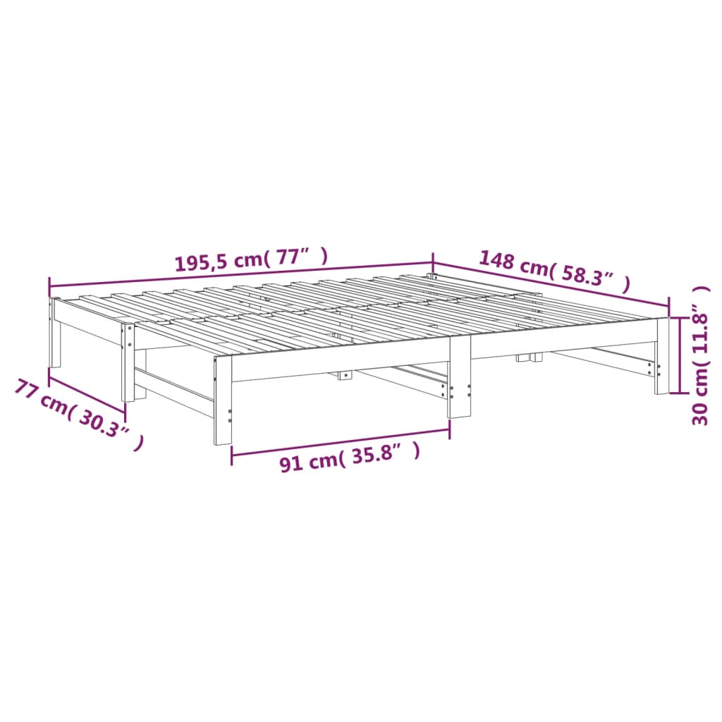 Slaapbank uitschuifbaar massief grenenhout 2x(75x190) cm is nu te koop bij PeponiXL, paradijselijk wonen!