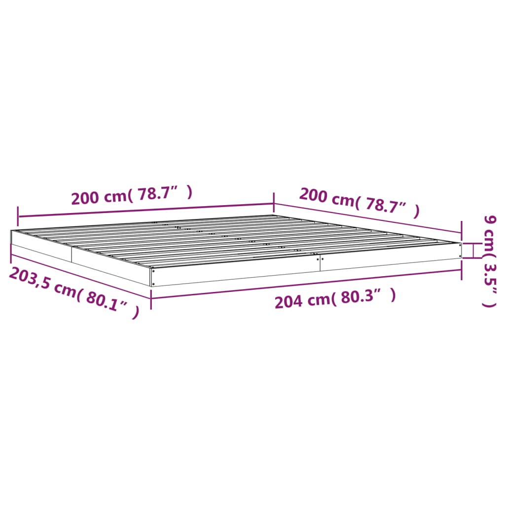 Bedframe massief grenenhout 200x200 cm is nu te koop bij PeponiXL, paradijselijk wonen!