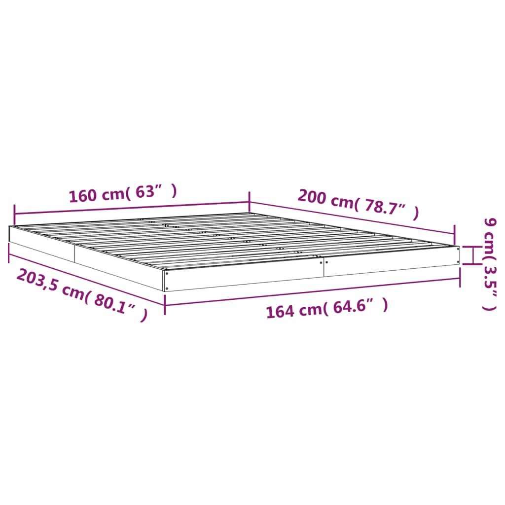 Bedframe massief grenenhout 160x200 cm is nu te koop bij PeponiXL, paradijselijk wonen!