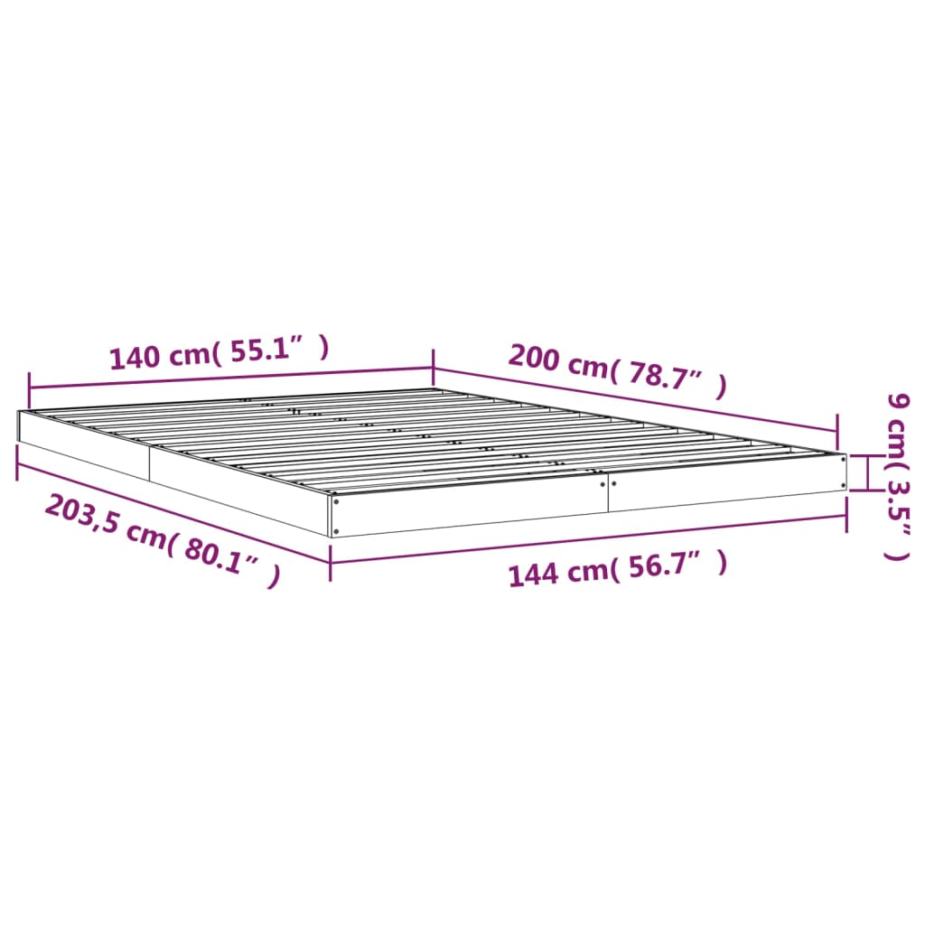 Bedframe massief grenenhout wit 140x200 cm is nu te koop bij PeponiXL, paradijselijk wonen!