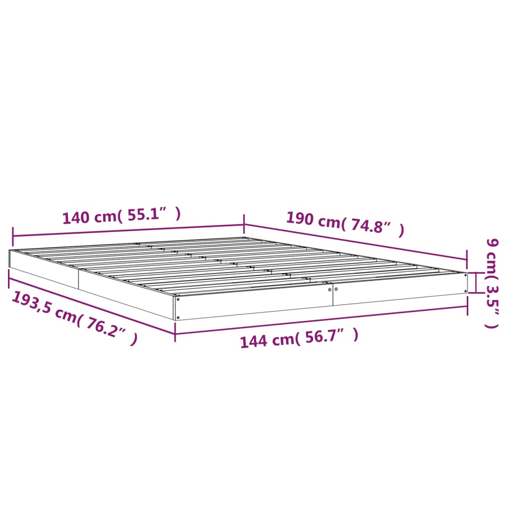 Bedframe massief grenenhout 140x190 cm is nu te koop bij PeponiXL, paradijselijk wonen!