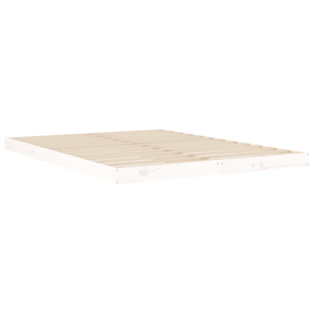 Bedframe massief grenenhout wit 140x190 cm