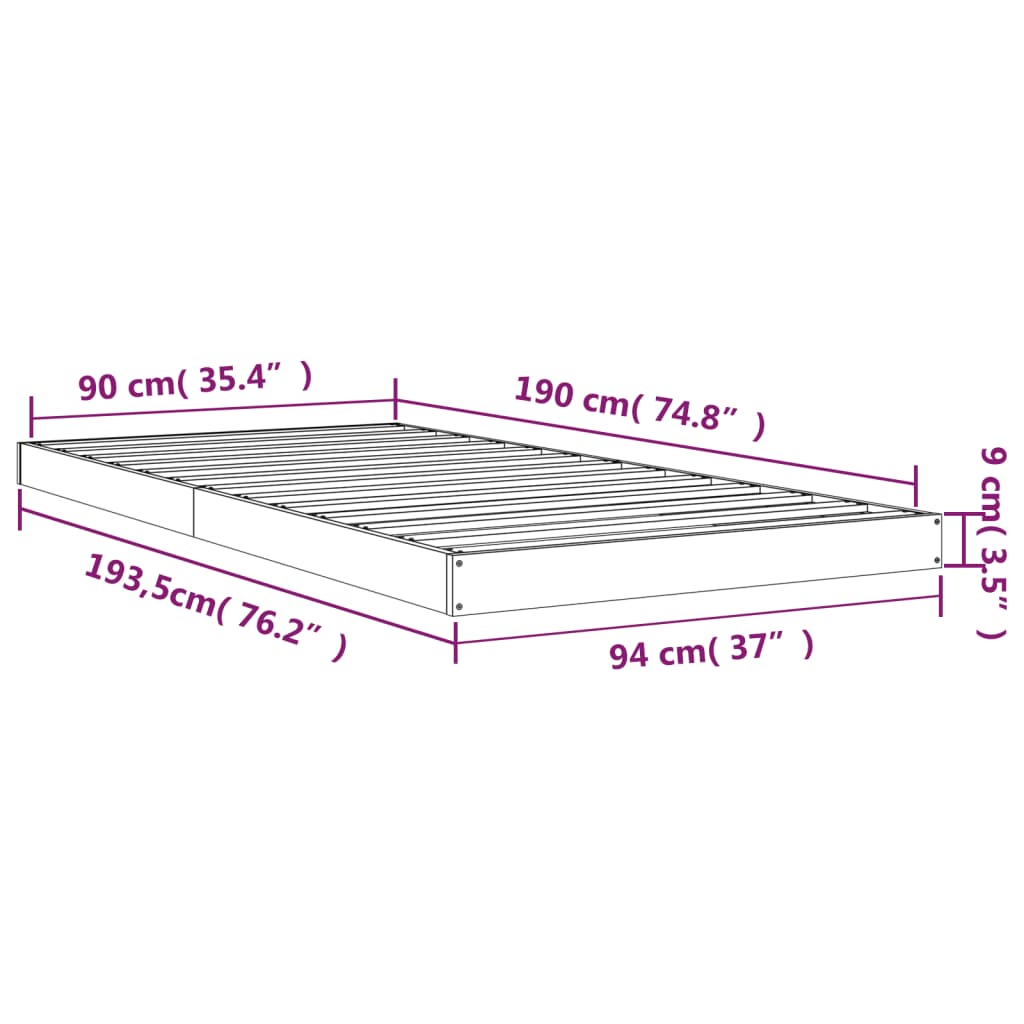 Bedframe massief grenenhout 90x190 cm is nu te koop bij PeponiXL, paradijselijk wonen!