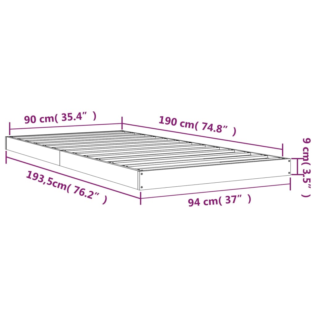 Bedframe massief grenenhout wit 90x190 cm is nu te koop bij PeponiXL, paradijselijk wonen!