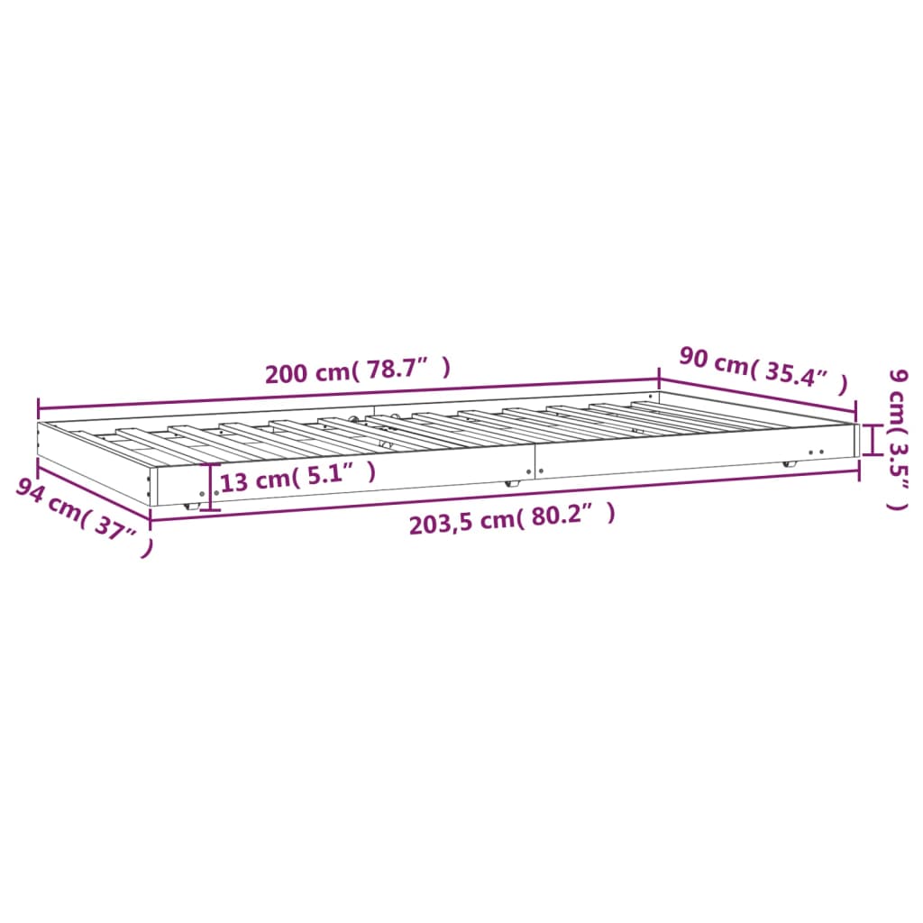 Bedframe zonder matras massief grenenhout wit 90x200 cm is nu te koop bij PeponiXL, paradijselijk wonen!