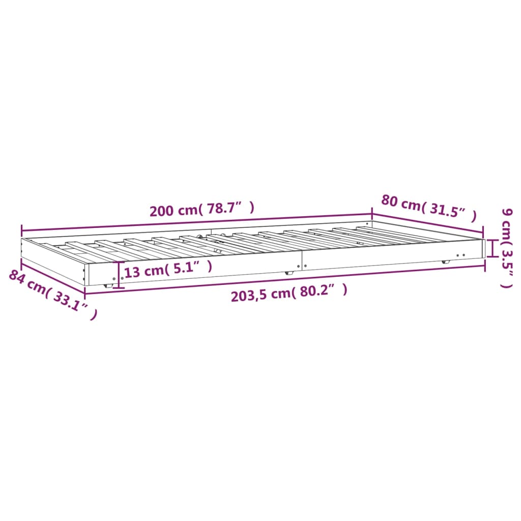 Bedframe zonder matras massief grenenhout 80x200 cm is nu te koop bij PeponiXL, paradijselijk wonen!