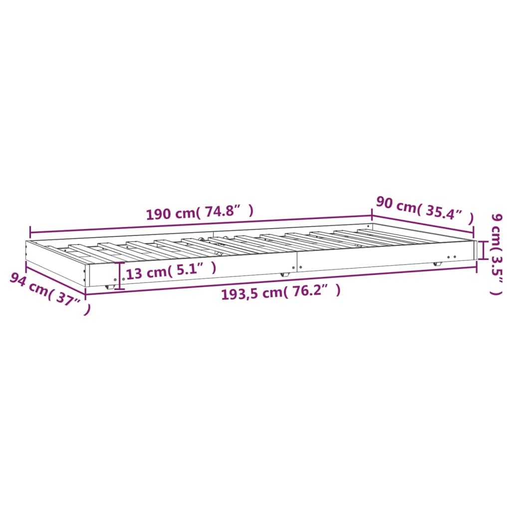 Bedframe zonder matras massief grenenhout 90x190 cm is nu te koop bij PeponiXL, paradijselijk wonen!