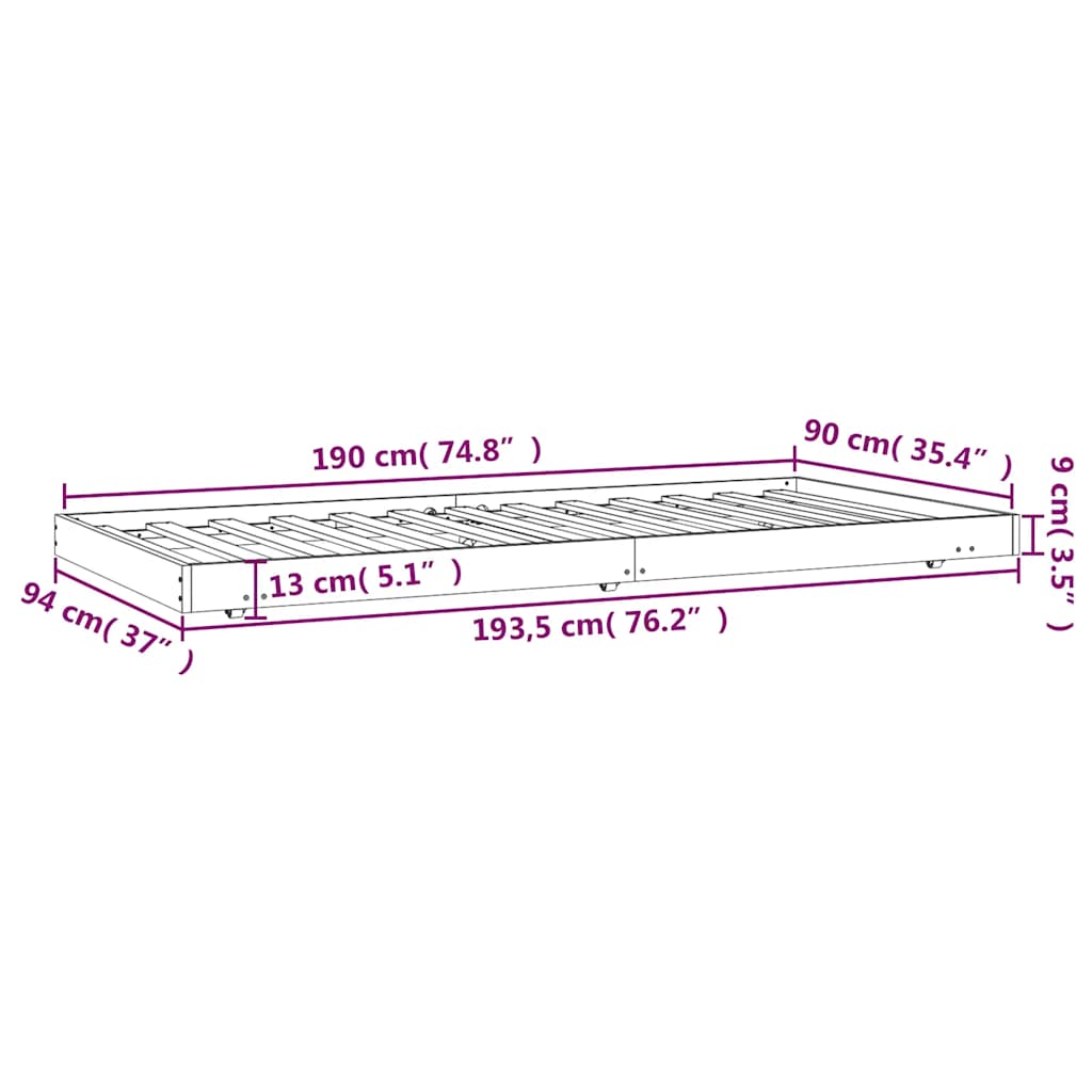 Bedframe zonder matras massief grenenhout wit 90x190 cm is nu te koop bij PeponiXL, paradijselijk wonen!