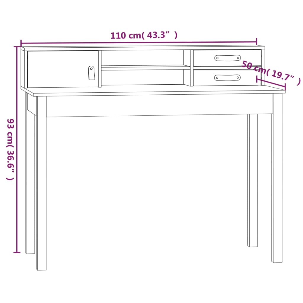 Bureau 110x50x93 cm massief grenenhout is nu te koop bij PeponiXL, paradijselijk wonen!
