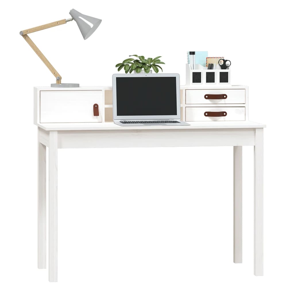 Bureau 110x50x93 cm massief grenenhout wit is nu te koop bij PeponiXL, paradijselijk wonen!