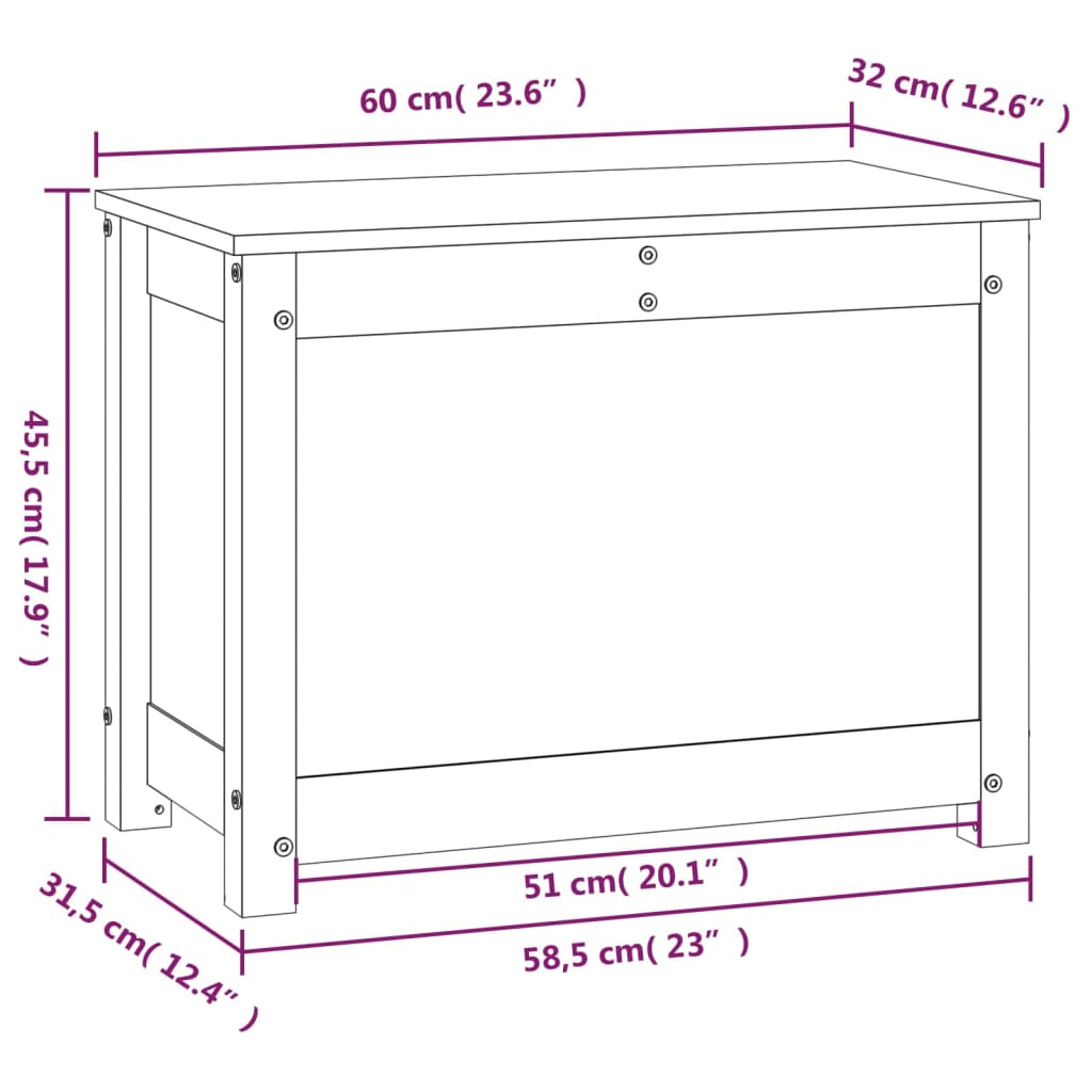 Opbergbox wit 60x32x45,5 cm massief grenenhout is nu te koop bij PeponiXL, paradijselijk wonen!