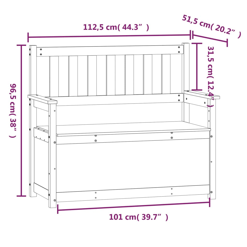 Bankje 112,5x51,5x96,5 cm massief grenenhout wit is nu te koop bij PeponiXL, paradijselijk wonen!