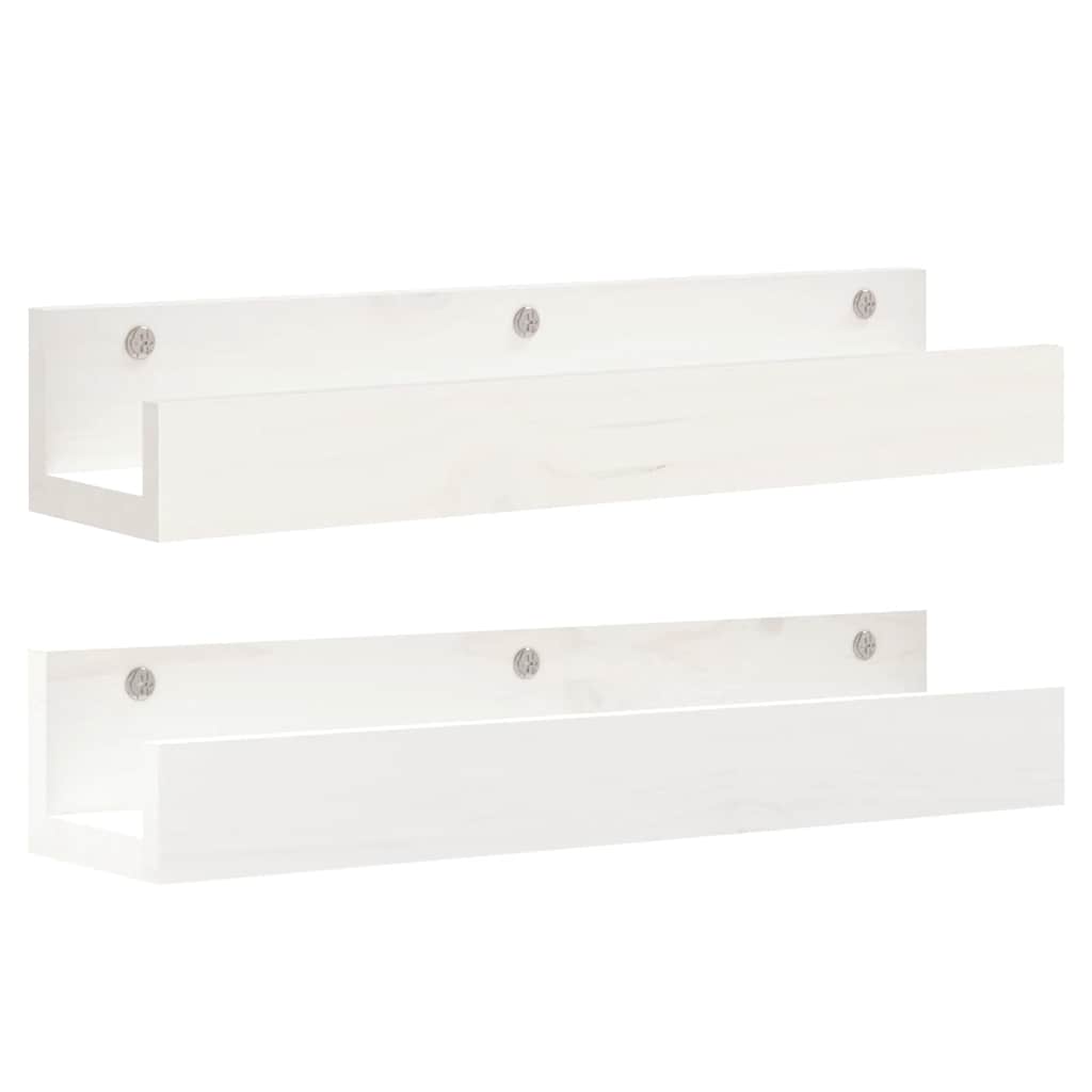 Wandschappen 2 st 50x12x9 cm massief grenenhout wit is nu te koop bij PeponiXL, paradijselijk wonen!