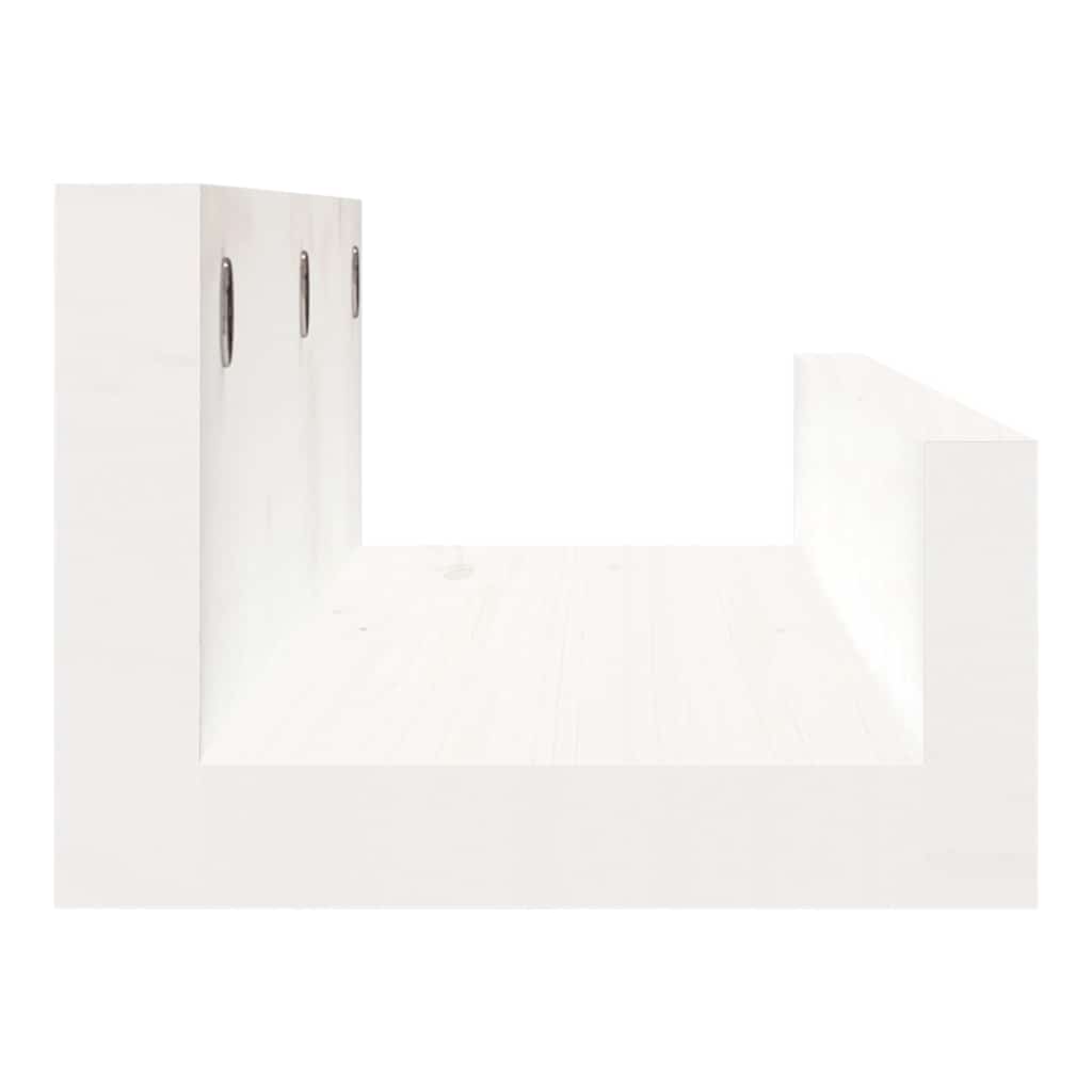 Wandschappen 2 st 50x12x9 cm massief grenenhout wit is nu te koop bij PeponiXL, paradijselijk wonen!