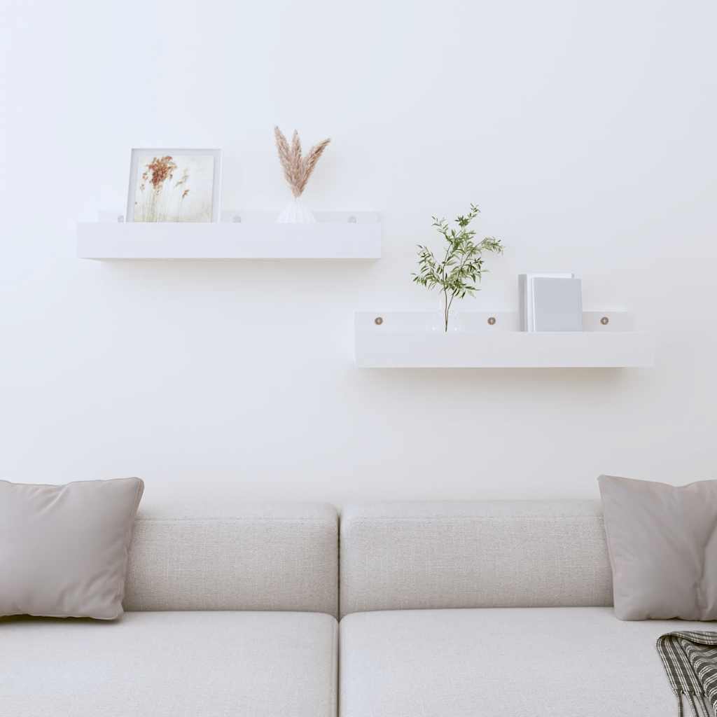 Wandschappen 2 st 50x12x9 cm massief grenenhout wit is nu te koop bij PeponiXL, paradijselijk wonen!