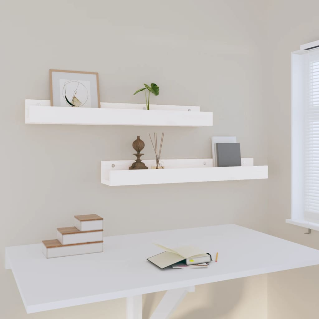 Wandschappen 2 st 80x12x9 cm massief grenenhout wit is nu te koop bij PeponiXL, paradijselijk wonen!
