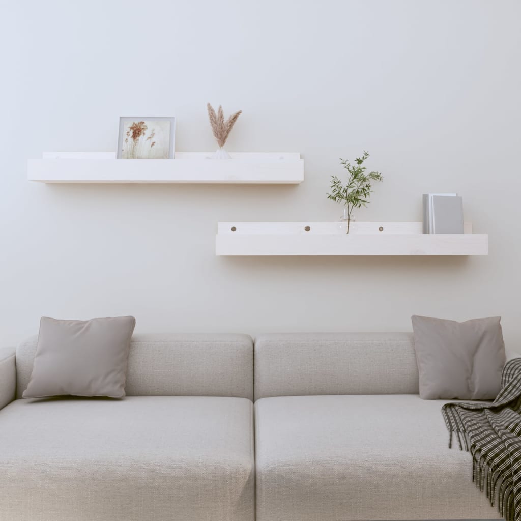 Wandschappen 2 st 80x12x9 cm massief grenenhout wit is nu te koop bij PeponiXL, paradijselijk wonen!