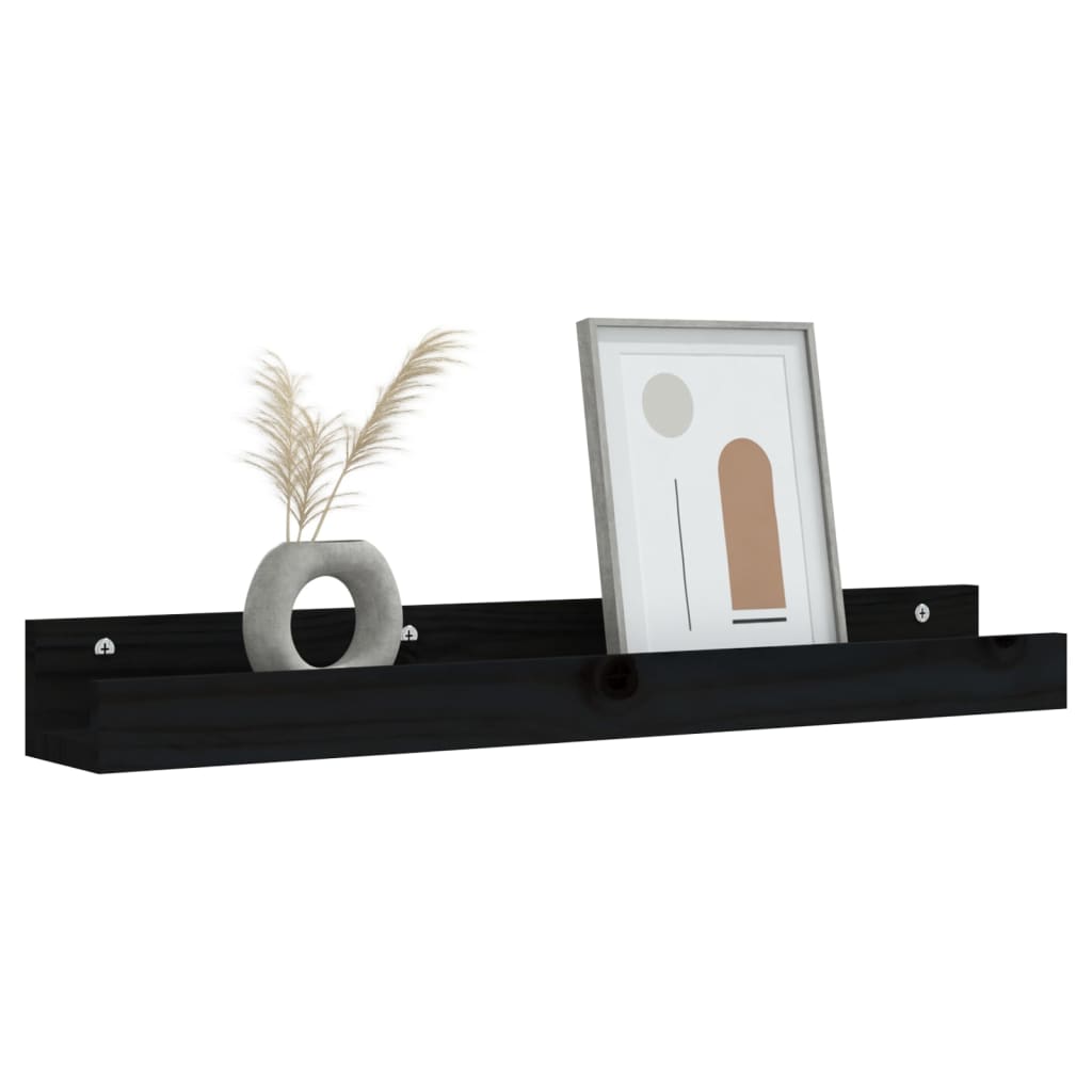 Wandschappen 2 st 80x12x9 cm massief grenenhout zwart is nu te koop bij PeponiXL, paradijselijk wonen!