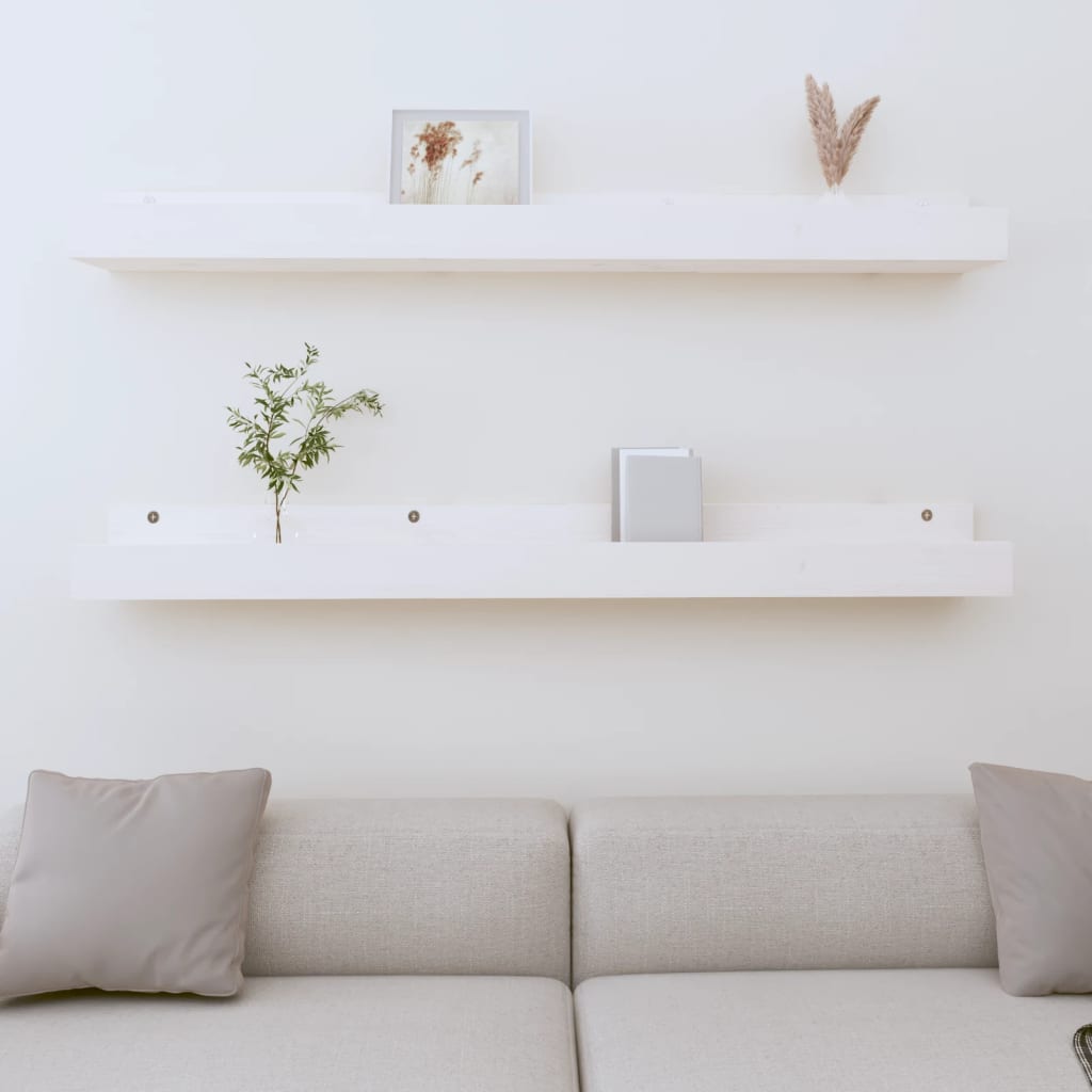 Wandschappen 2 st 110x12x9 cm massief grenenhout wit is nu te koop bij PeponiXL, paradijselijk wonen!