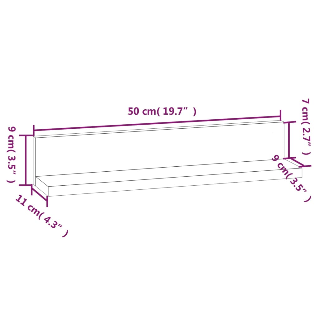 Wandkasten 2 st 50x11x9 cm massief grenenhout is nu te koop bij PeponiXL, paradijselijk wonen!