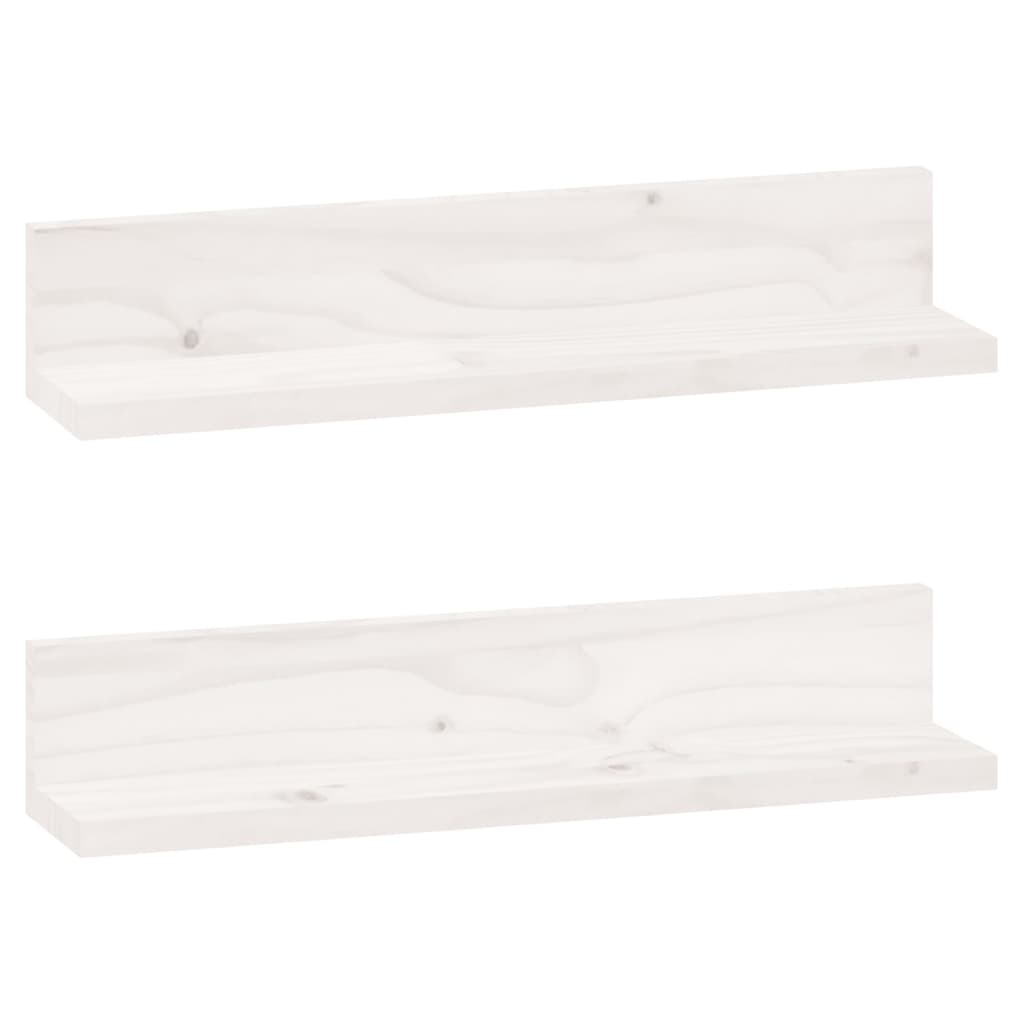 Wandkasten 2 st 50x11x9 cm massief grenenhout wit is nu te koop bij PeponiXL, paradijselijk wonen!