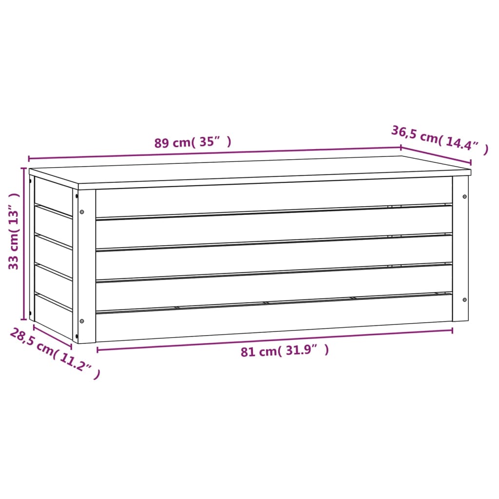 Opbergbox 89x36,5x33 cm massief grenenhout is nu te koop bij PeponiXL, paradijselijk wonen!