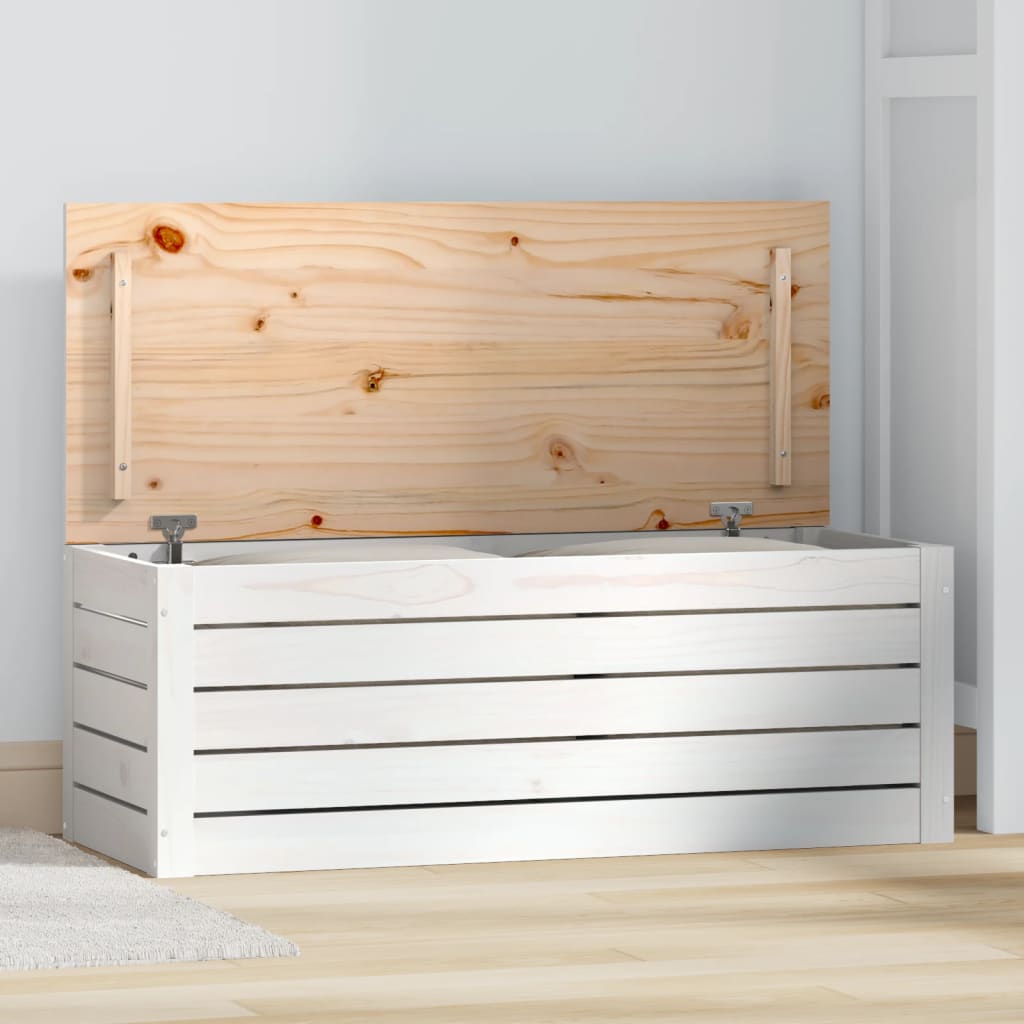 Opbergbox wit 89x36,5x33 cm massief grenenhout is nu te koop bij PeponiXL, paradijselijk wonen!