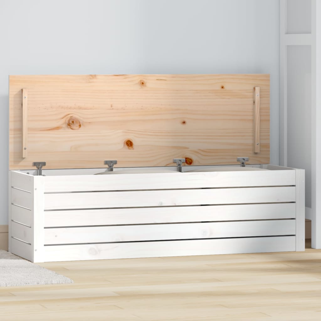 Opbergbox wit 109x36,5x33 cm massief grenenhout is nu te koop bij PeponiXL, paradijselijk wonen!