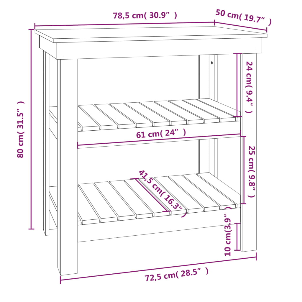 Werkbank 78,5x50x80 cm massief grenenhout grijs is nu te koop bij PeponiXL, paradijselijk wonen!