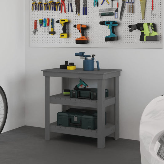 Werkbank 78,5x50x80 cm massief grenenhout grijs is nu te koop bij PeponiXL, paradijselijk wonen!
