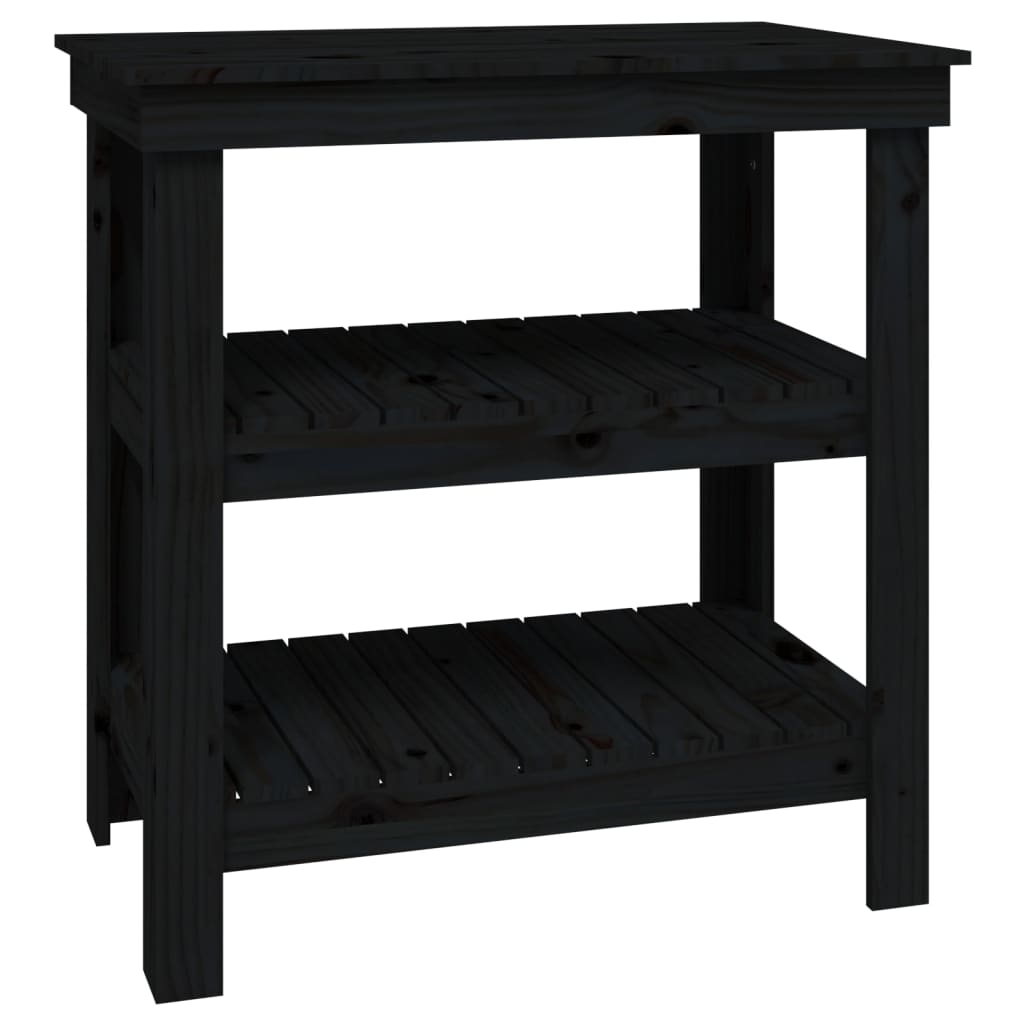 Werkbank 78,5x50x80 cm massief grenenhout zwart is nu te koop bij PeponiXL, paradijselijk wonen!