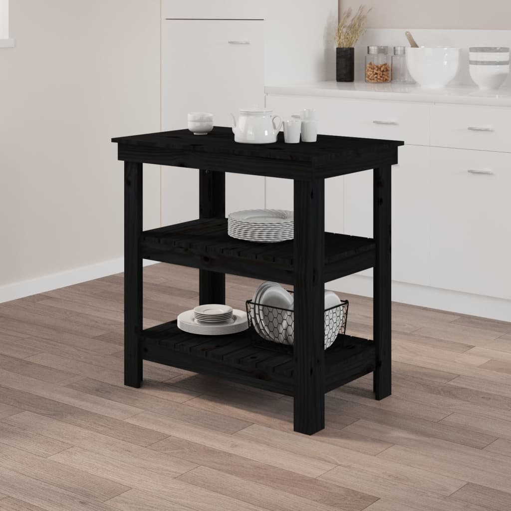 Werkbank 78,5x50x80 cm massief grenenhout zwart is nu te koop bij PeponiXL, paradijselijk wonen!