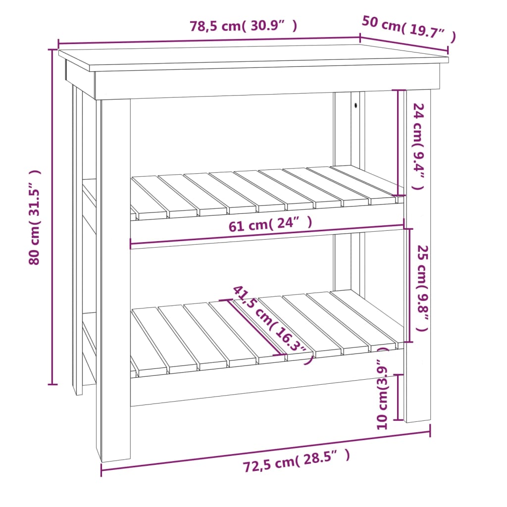 Werkbank 78,5x50x80 cm massief grenenhout zwart is nu te koop bij PeponiXL, paradijselijk wonen!