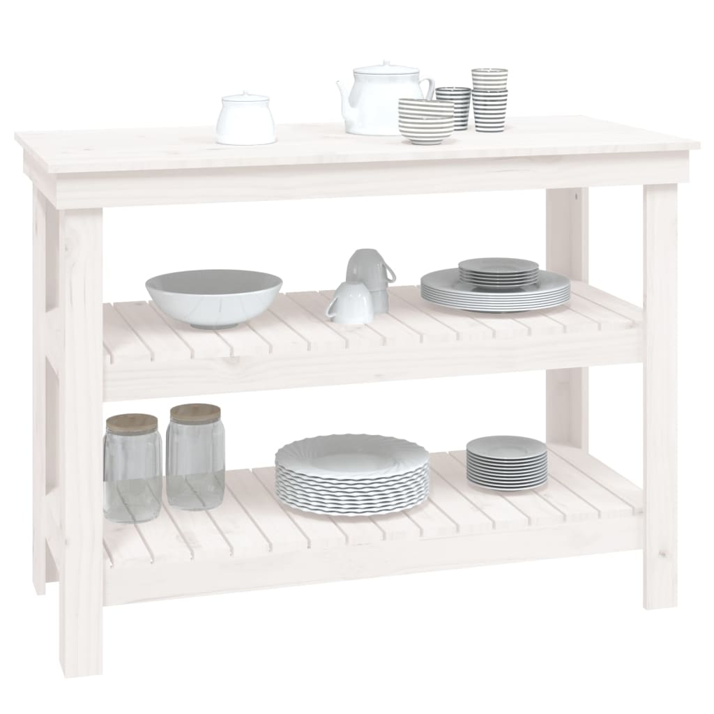 Werkbank 110,5x50x80 cm massief grenenhout wit is nu te koop bij PeponiXL, paradijselijk wonen!