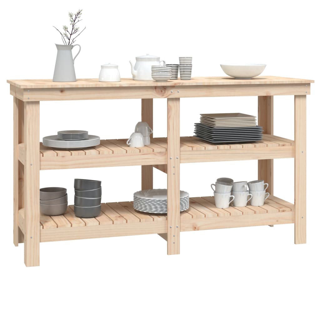 Werkbank 142,5x50x80 cm massief grenenhout is nu te koop bij PeponiXL, paradijselijk wonen!