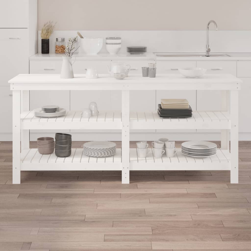 Werkbank 181x50x80 cm massief grenenhout wit is nu te koop bij PeponiXL, paradijselijk wonen!