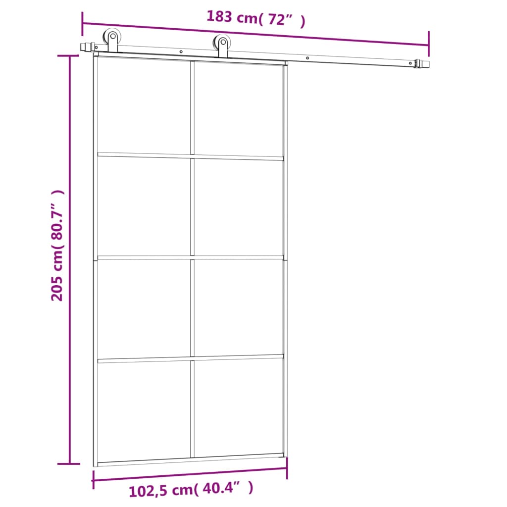 Schuifdeur met beslag 102,5x205 cm ESG-glas en aluminium is nu te koop bij PeponiXL, paradijselijk wonen!