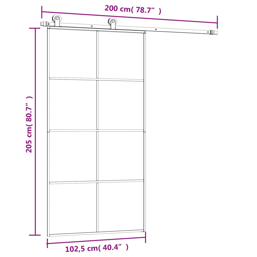 Schuifdeur met beslag 102,5x205 cm ESG-glas en aluminium is nu te koop bij PeponiXL, paradijselijk wonen!