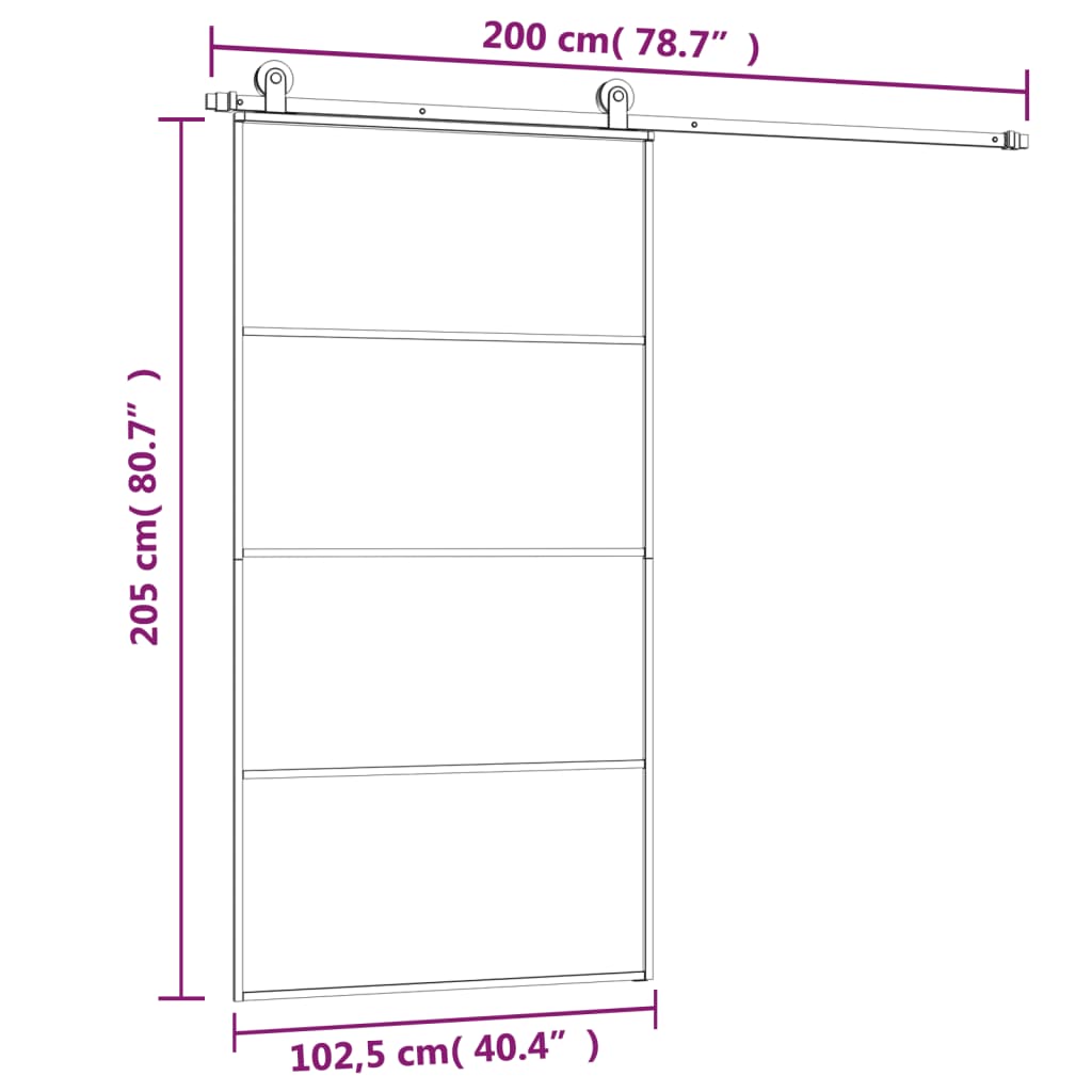 Schuifdeur met beslag 102,5x205 cm ESG-glas en aluminium is nu te koop bij PeponiXL, paradijselijk wonen!