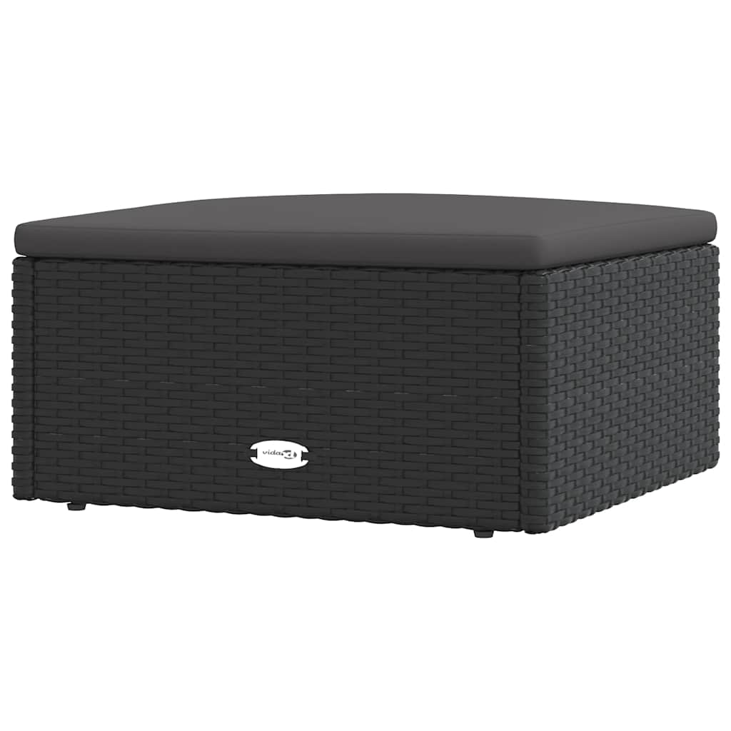 Voetensteun met kussen poly rattan zwart is nu te koop bij PeponiXL, paradijselijk wonen!